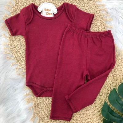  Conjunto Basic curta Bordô